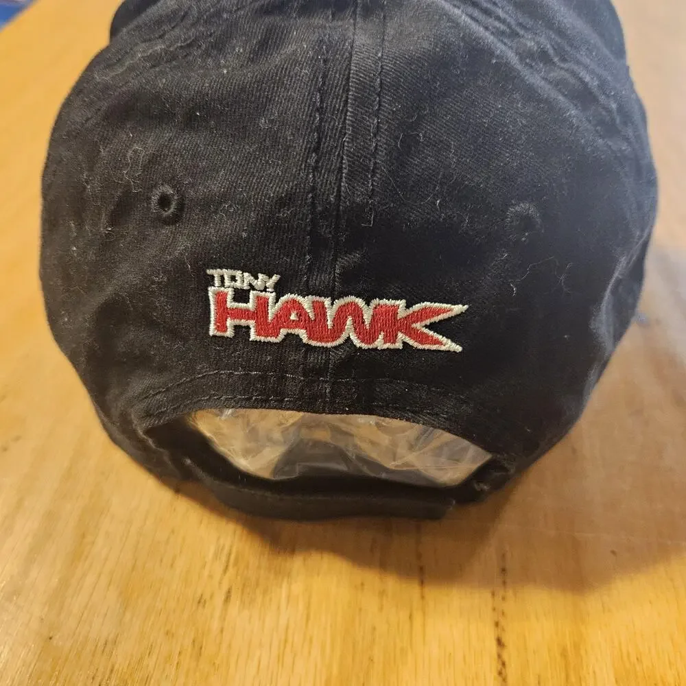 Tony Hawk Hat Cap Strap Back Youth One Size Black Red Embroidered Skateboarding‎